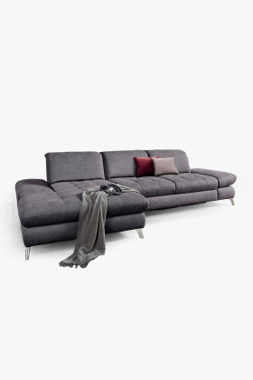 Ecksofa Carolina Stoff grau modern komfortabel